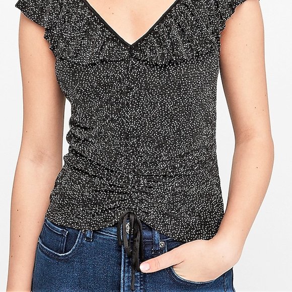 Red Polka Dot Pleated Cinched-Front Top *NEW with Tags* Size S - Picture 16 of 16